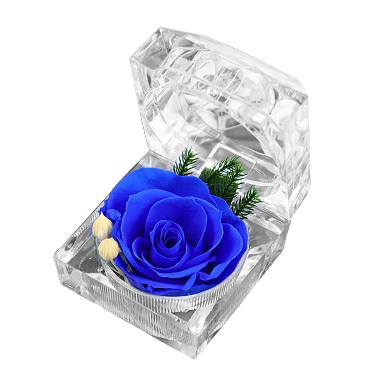 Preserved Rose Flower Ring Box Wedding Engagement Jewelry Display Holder Gift